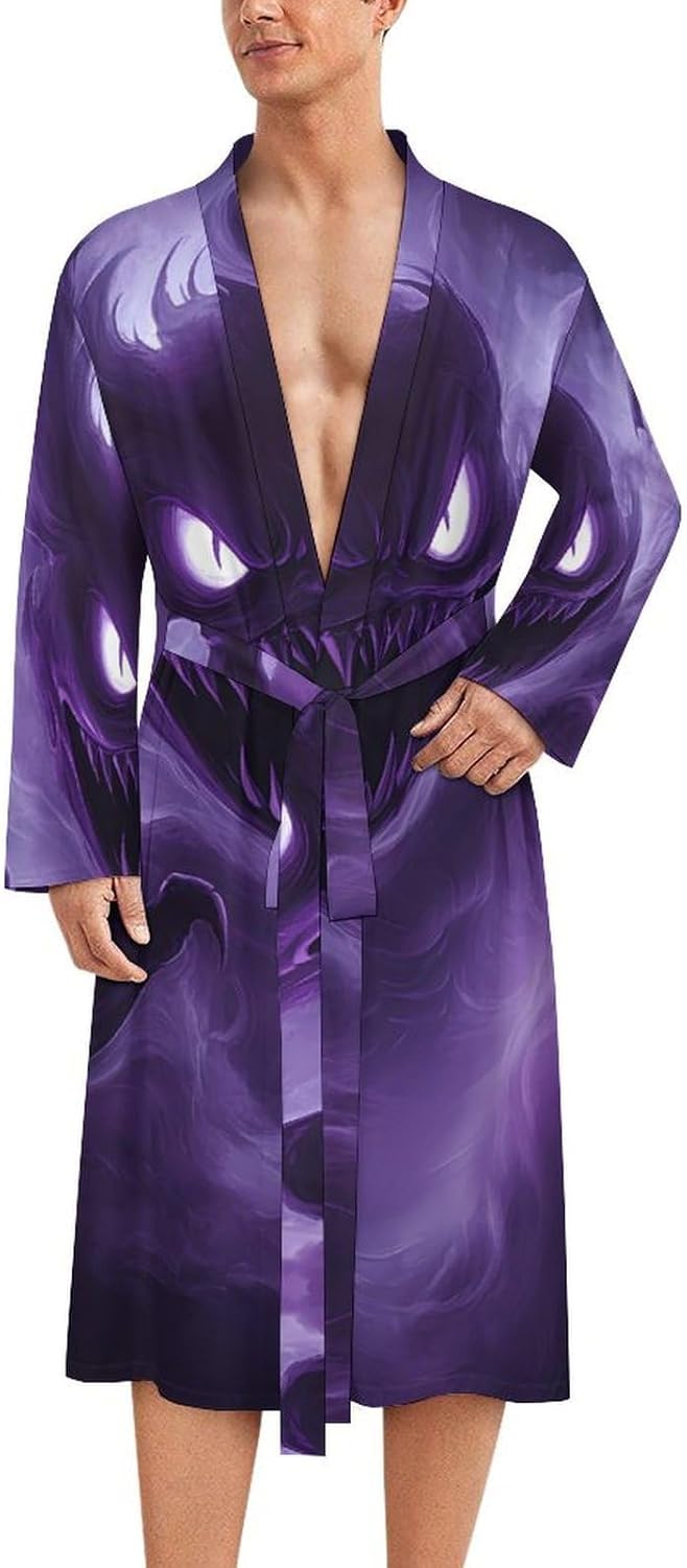 Creepy Dark Entity Mens Robe Long Bathrobe for Women Bath Robes Lightweight Soft Printed Sleepwear