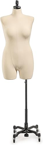 Miniatura 8 de Maniquí de forma de vestido de exhibición femenina en lienzo natural sobre base de metal por TSC-Medium-Black Negro,Bronce,cromado