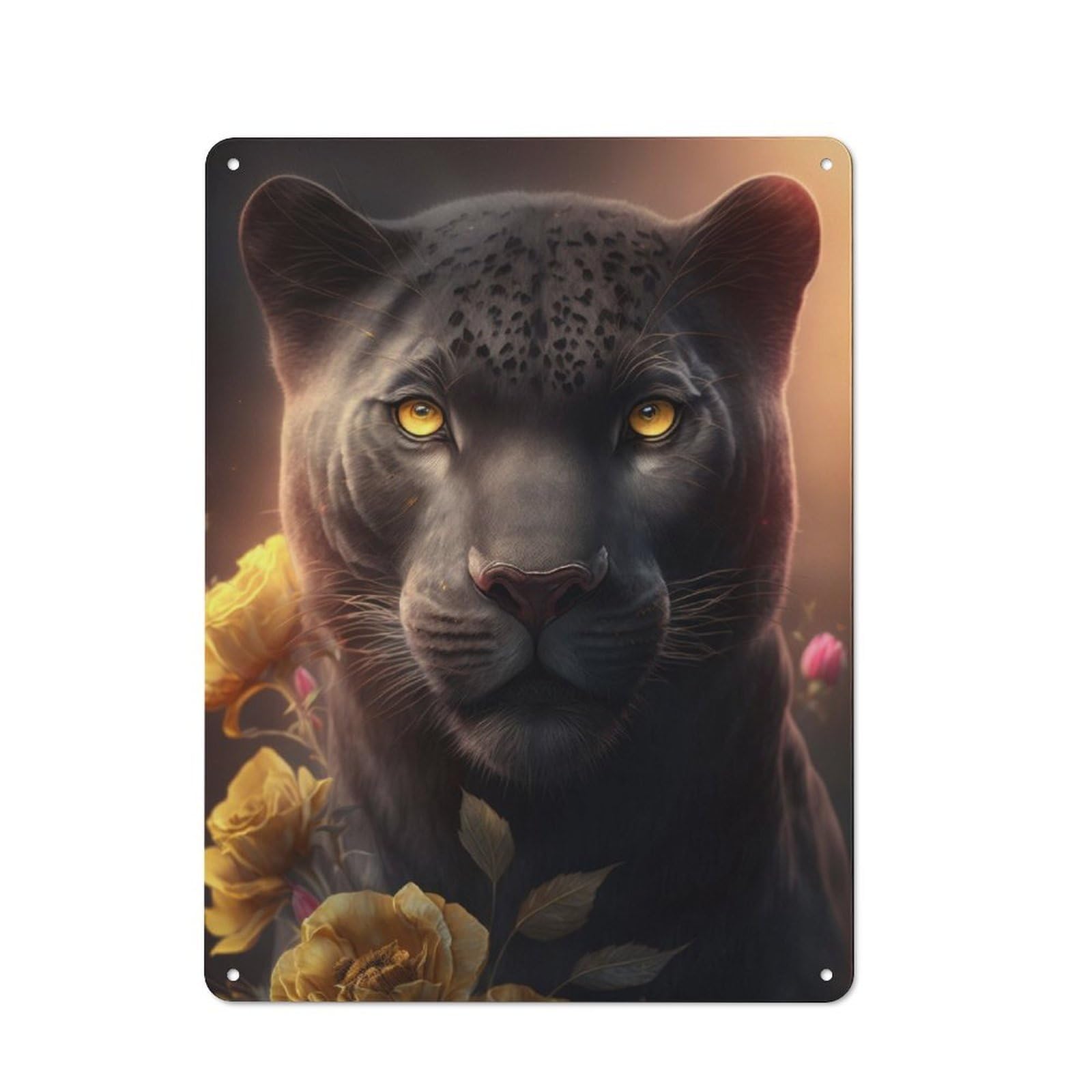 Junmoney Black Panther Portrait Metal Wall Sign 40X30cm Featuring For Café Or Restaurant, For Vintage Wall Decor Fans, For Metal Sign Collectors