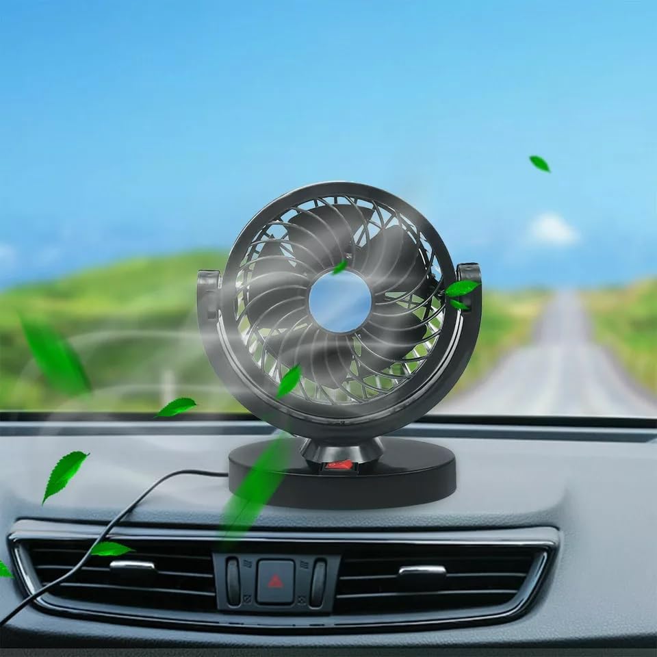 Image of AutoBizarre 12V Electric Car Cooling Fan 360 Rotatable Single Head Air Circulator Fan Manual Rotation Single Speed for All Cars (Black)
