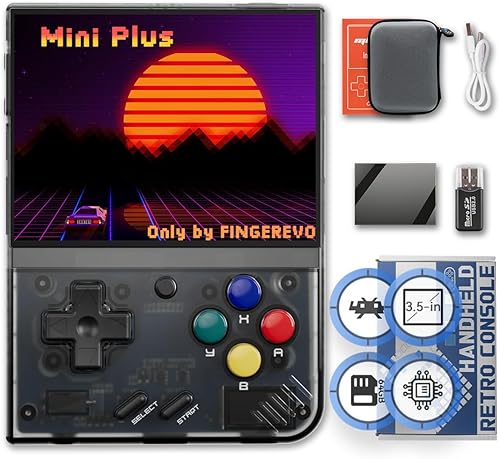 Miyoo Mini Plus Consola de juegos portátil 3.5 pulgadas 640* 480 pantalla IPS 3000mAh Miyoo-mini+ con estuche portátil transparente negro