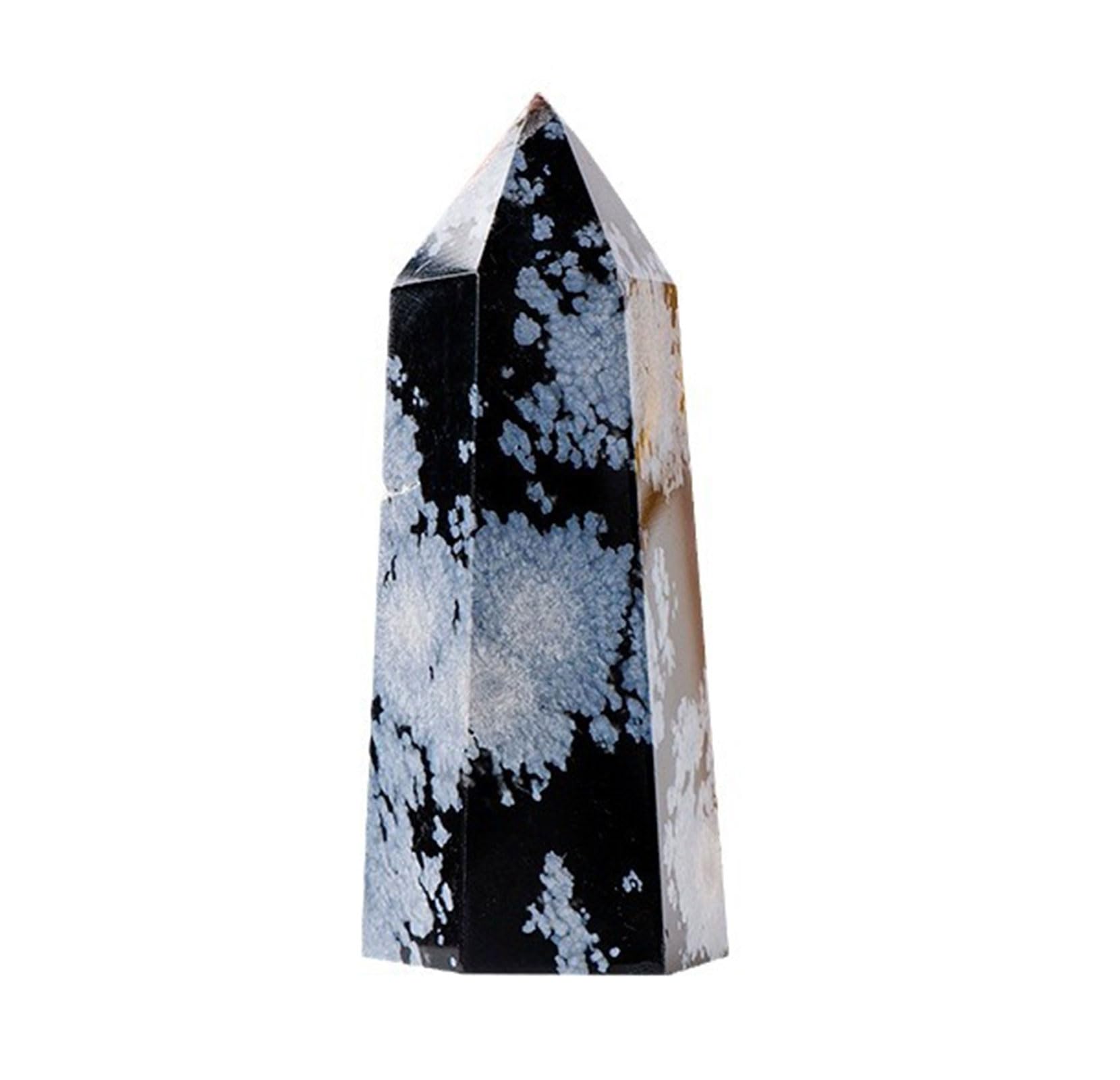 Cristal de obsidiana nevada natural de 40mm pirámide hexagonal adorno despacho casa