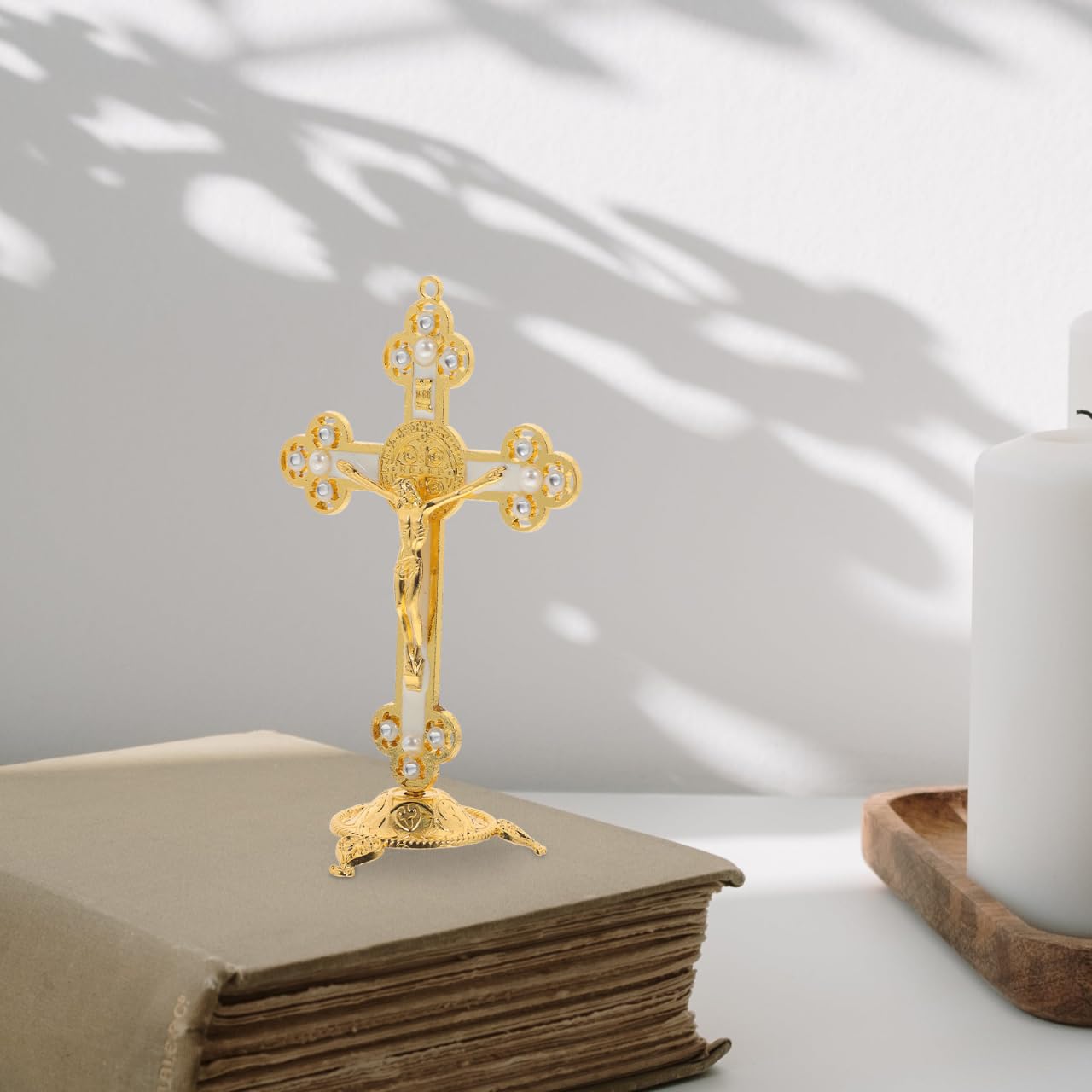 Statue De Jésus En Croix Dorée Décoration Religieuse Murale Pour Salon
