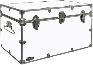 C&N Footlockers - XL Graduate Storage Trunk - Made in the USA - STEEL Footlocker for College Dorm Room & Summer Camp - 32 x 18 x 18.5 Inches (White)