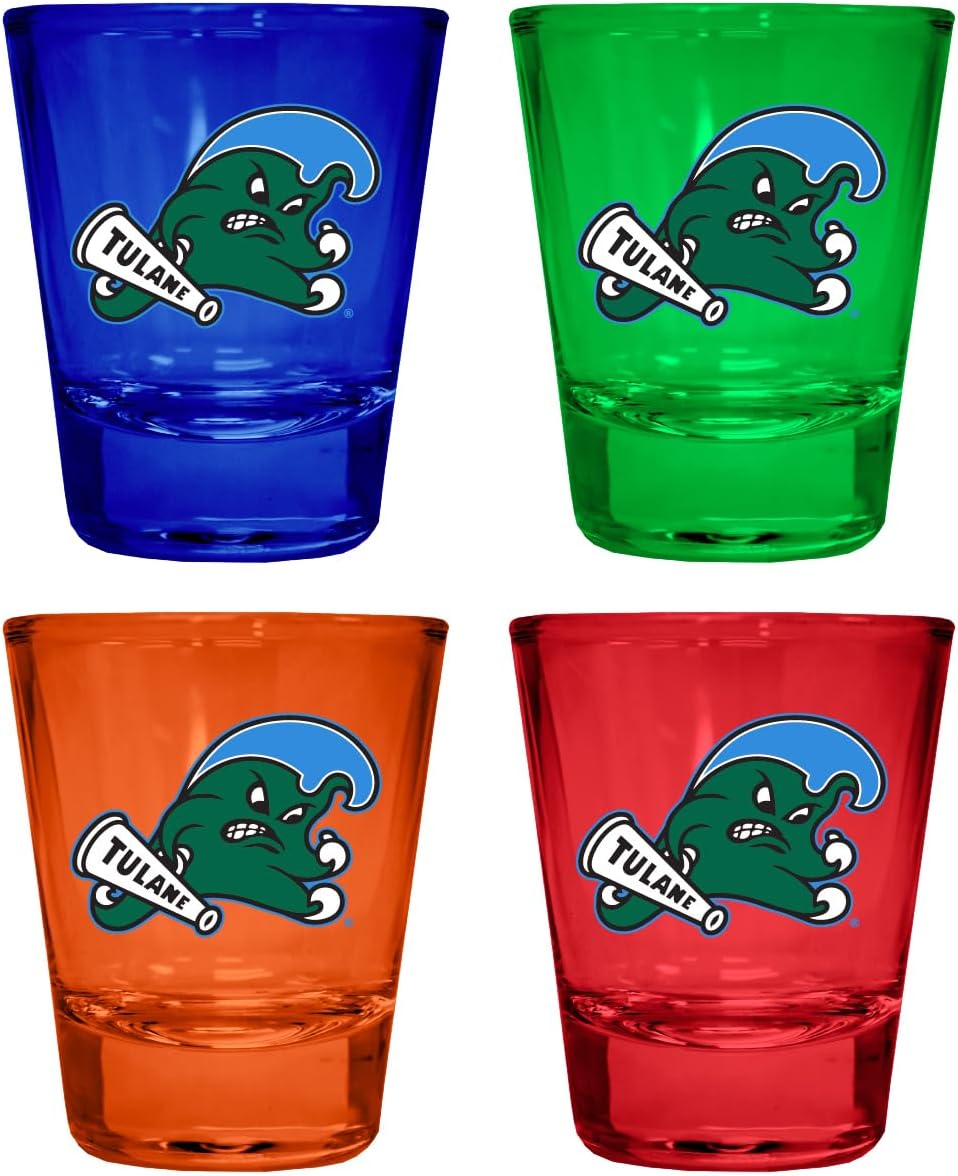 Set de 4 Vasos de Vidrio 60ml con Estampado Universidad Tulane