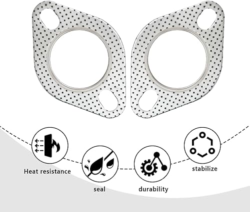 Miniatura 4 de 2 juntas de escape de automóvil, 2 pulgadas, 2 pernos de escape de la junta de repuesto OEM # 120-06310-0002, junta de colector de escape estándar
