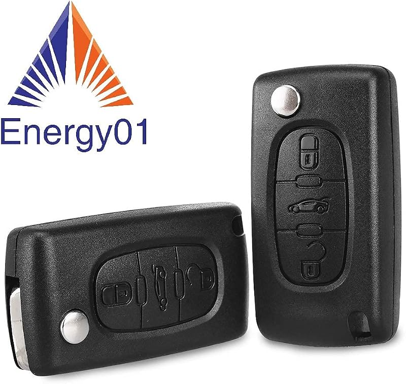 ENERGY 01 Autókulcs Ház Citroen C2-C8 és Peugeot 207-5008 Modellekhez - 3 Gombos Távirányító Tok - Kompatibilis Fiat Ulysse Járművekkel