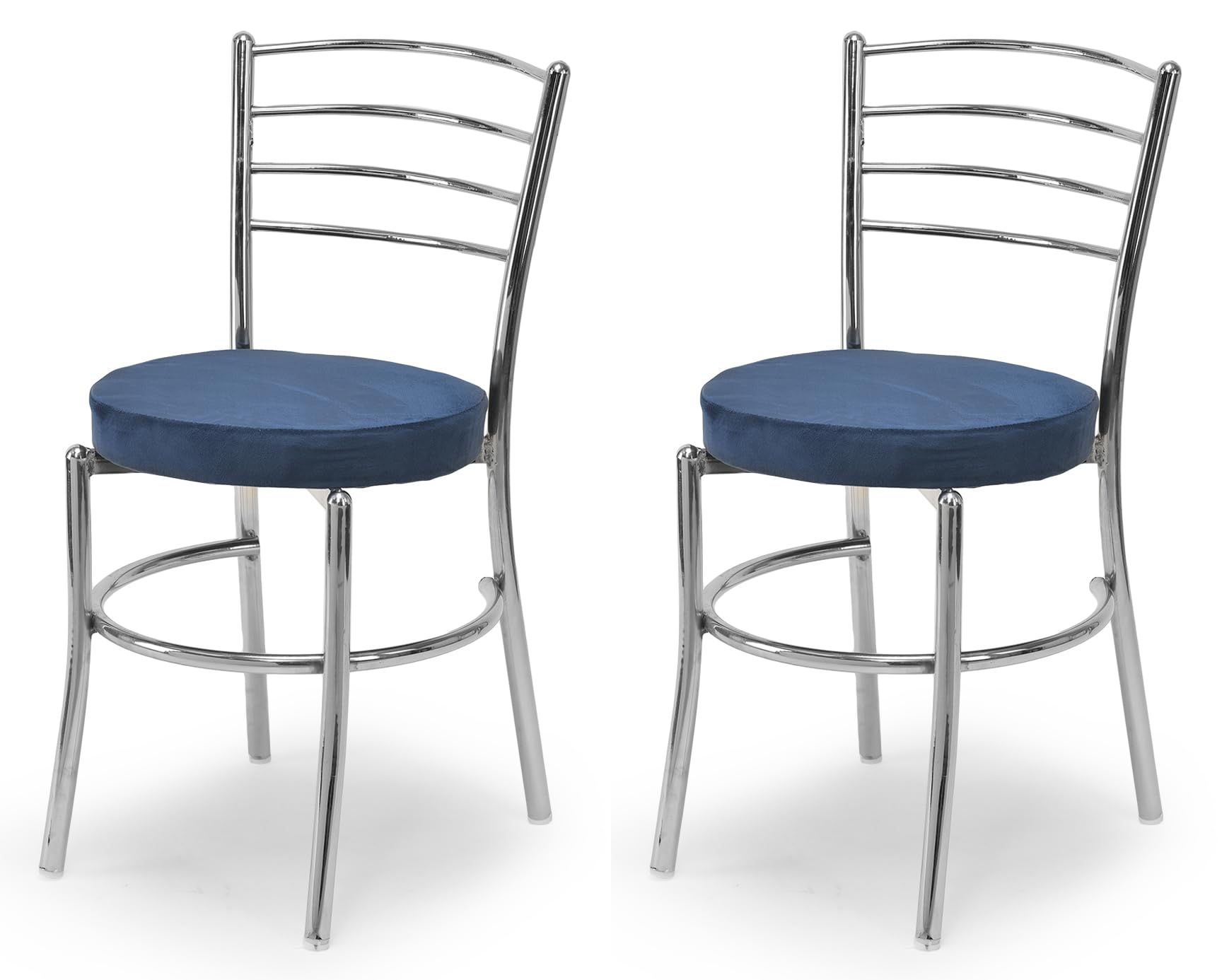 RATISON Office Visitor Home Restaurant Steel Dining Chair Multipurpose with a Leather Cushion Steel Chrome Chair with Ring (Blue, 2)-picture-30