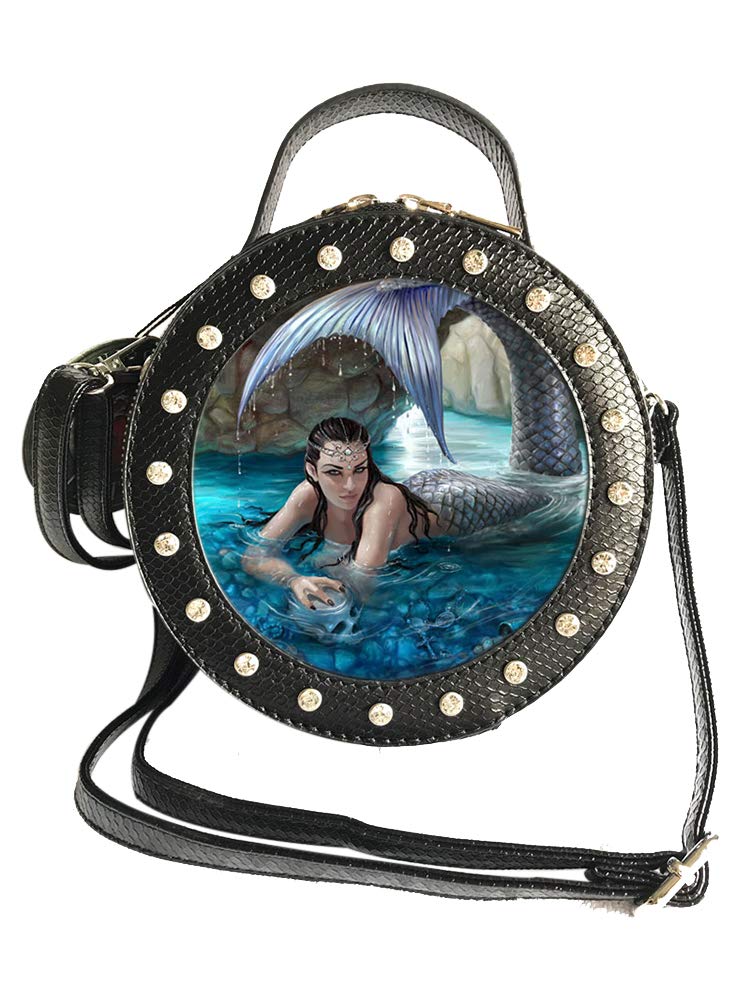 Hidden Depths - Anne Stokes Mermaid 3D Lenticular Round Circular Handbag