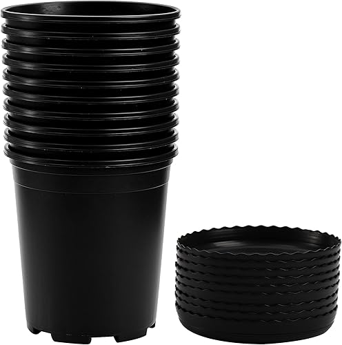 Vista 8 de Fasmov Juego de 10 macetas duraderas de 1 galón con 10 paletas a juego Verde