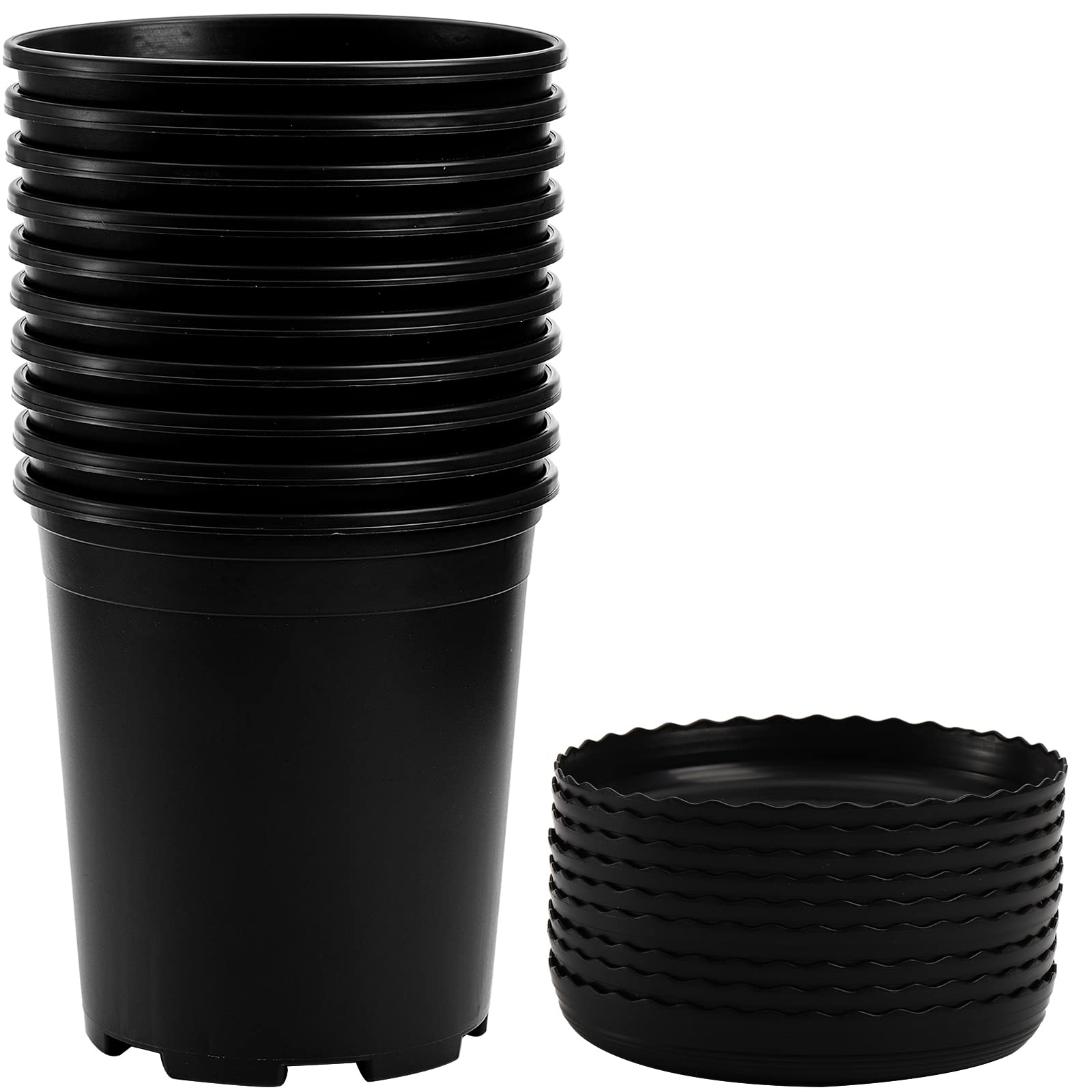 Fasmov 10PCS 1 Gallon Durable Nursery Pot Kit with Pallets