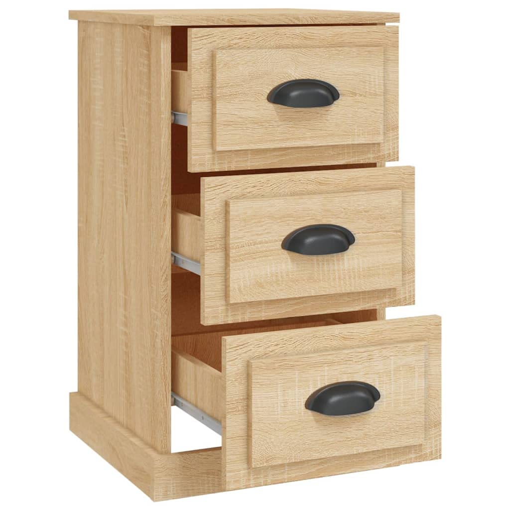 Nachttisch Sonoma-Eiche 39x39x67 cm, Holzwerkstoff Schlafzimmer Möbel, Beistelltisch mit 3 Schubladen, feuchtigkeitsbeständig für Bücher, Gläser, Notizblöcke