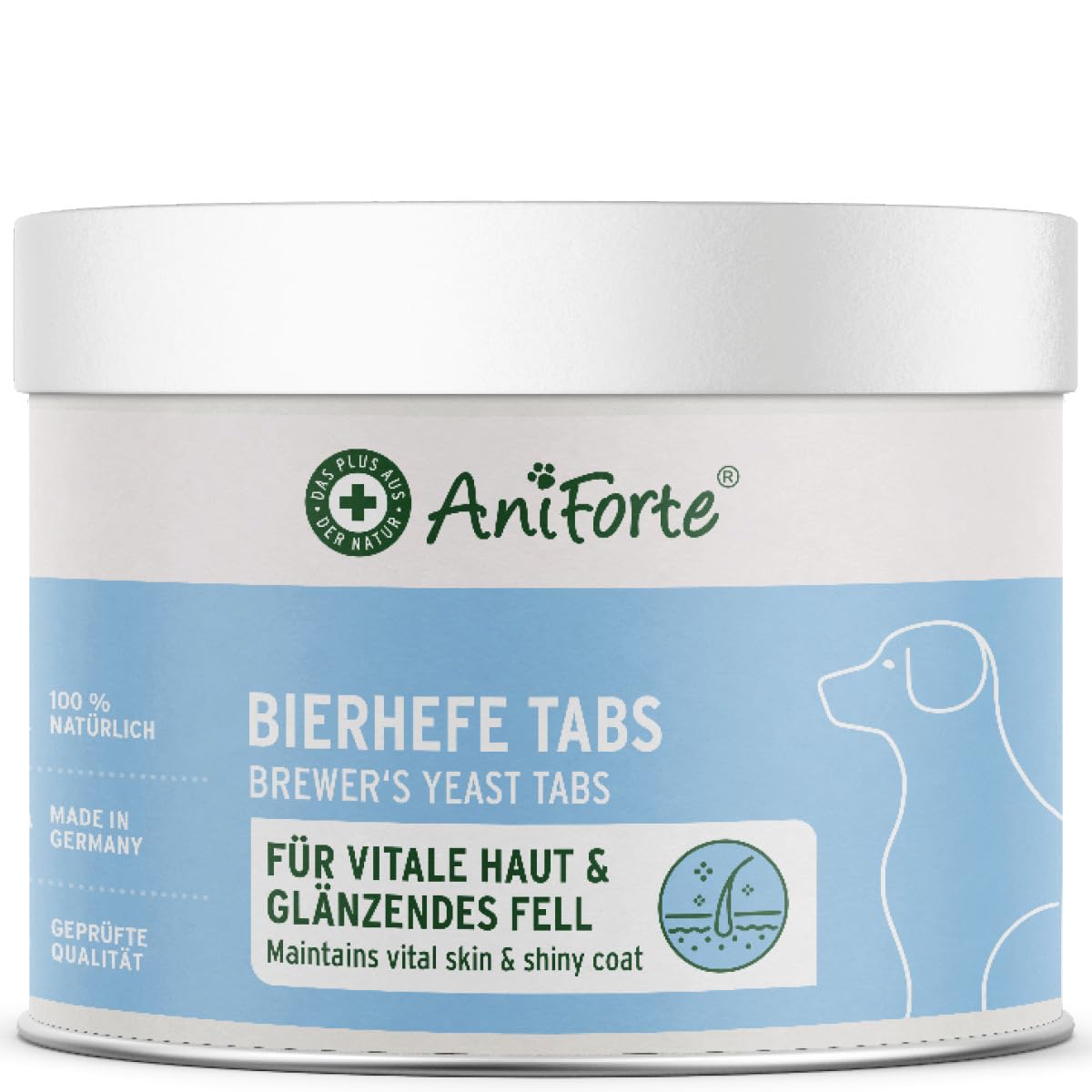 AniForte Lievito di birra per cani 500 Tabs - prodotto naturale, pelo lucido e forte, pelle vitale, rafforzamento generale e promozione della condizione, vitamine e minerali importanti