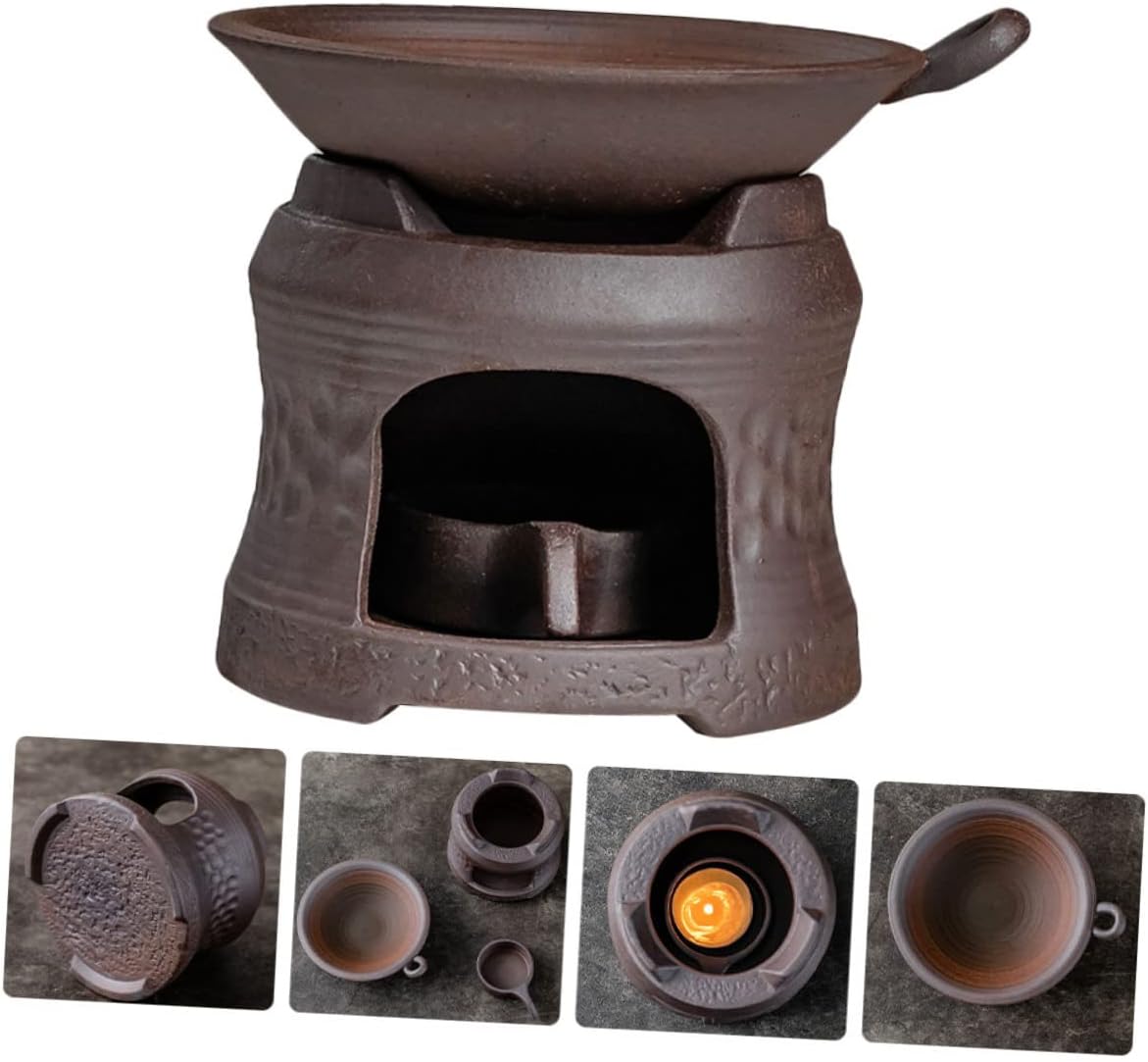 Ceramic Teapot Warmer Retro Design Household Tea Heater Base Brown for Cozy Home Tea Times