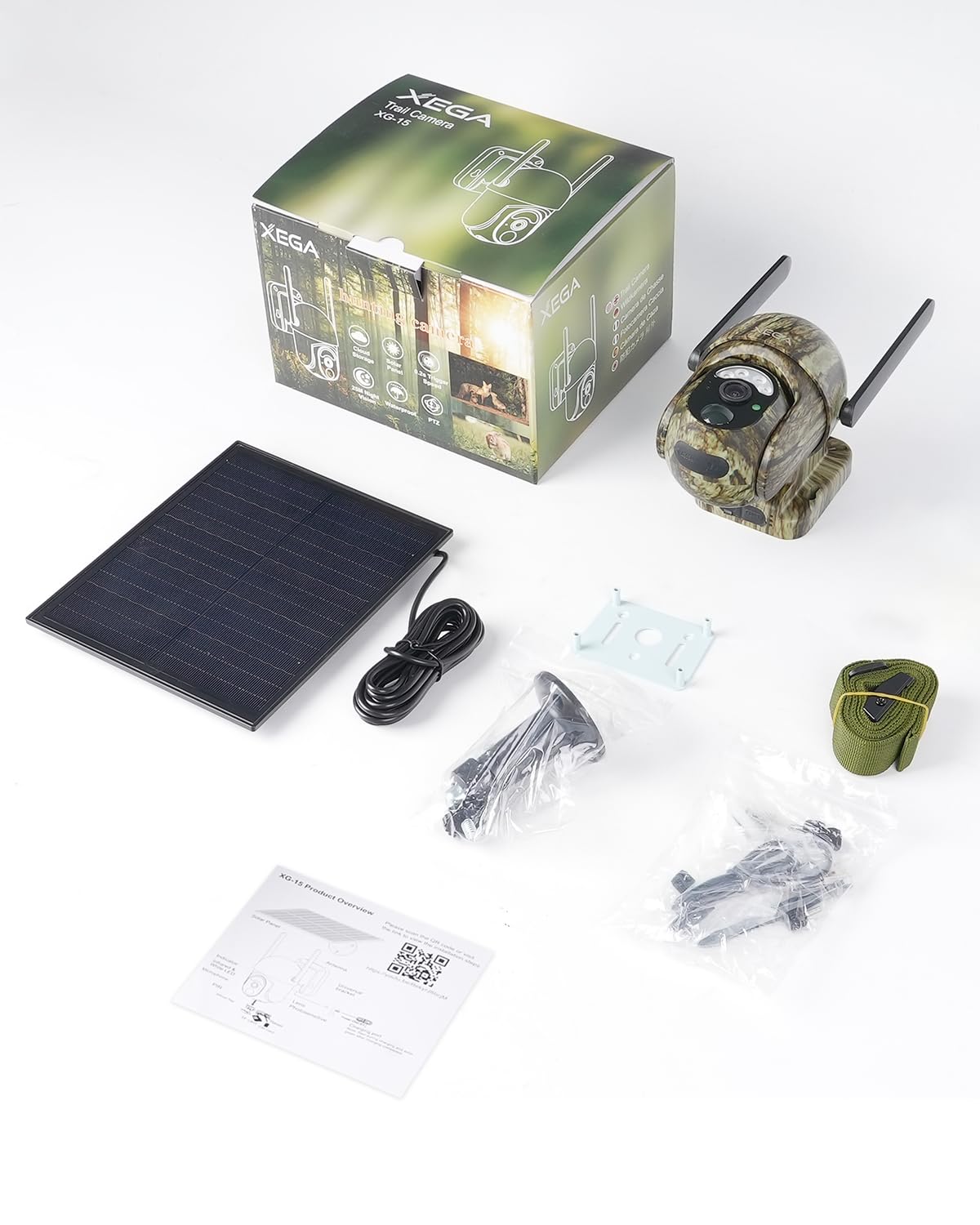 Xega 4G LTE Cámara de Caza Solar con Tarjeta SIM, 2K PTZ Camara Fototrampeo Exterior, PIR Detección, Visión Nocturna en Color, Audio de 2 vías, IP65, 0.2s Activación, para en Lugares sin WiFi