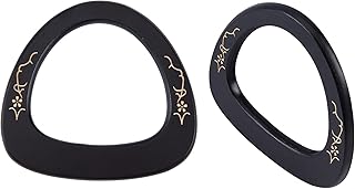 WADORN 2 Pezzi di Legno retrò Manici per Borsa a Forma Ovale Fatti a Mano Macrame Borsa di Ricambio per Borsa da Spiaggia, Borse Borsa di Paglia, Borsa di Tela Borse Fatte a Mano (Nero)