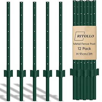 RITOLLO 12-Pack 91 cm Steel Garden U-Posts for Wire Fencing