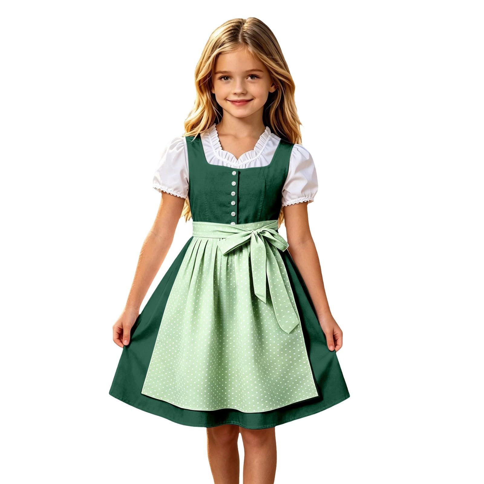 Girls Oktoberfest Costume Bavarian Beer Festival Dirndl Dress with Apron โ image 1