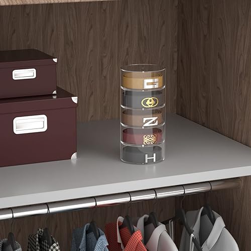 Miniatura 9 de FEMELI Organizador de cinturón, vitrina de acrílico con 4 capas de almacenamiento para relojes, joyas, maquillaje, pulseras, anillos, accesorios de