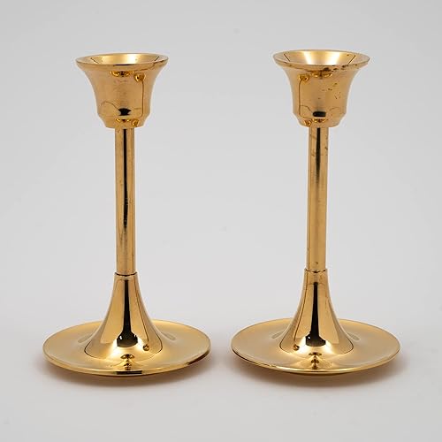 Miniatura 2 de Candelabro de latón dorado con base redonda para decoración de mesa de boda, mesa de comedor, juego de 2 5 pulgadas de alto