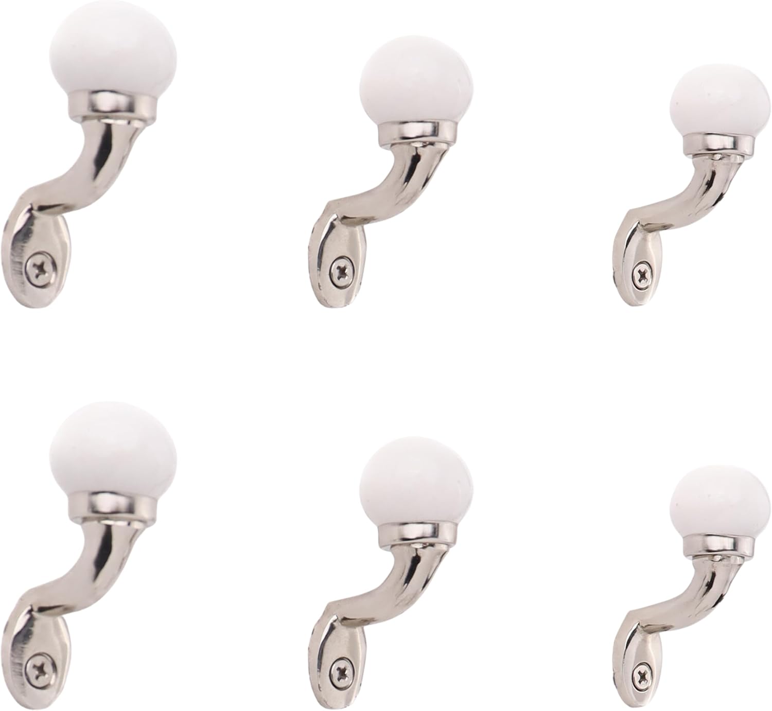 Indian Shelf 6 Set White Traditional Ceramic, Iron Heavy Duty Decorative Vintage Wall Hooks for Hanging Coats, Jackets, Leash, Hat, Towel, Backpack, Purse, Handbag for Home Accents