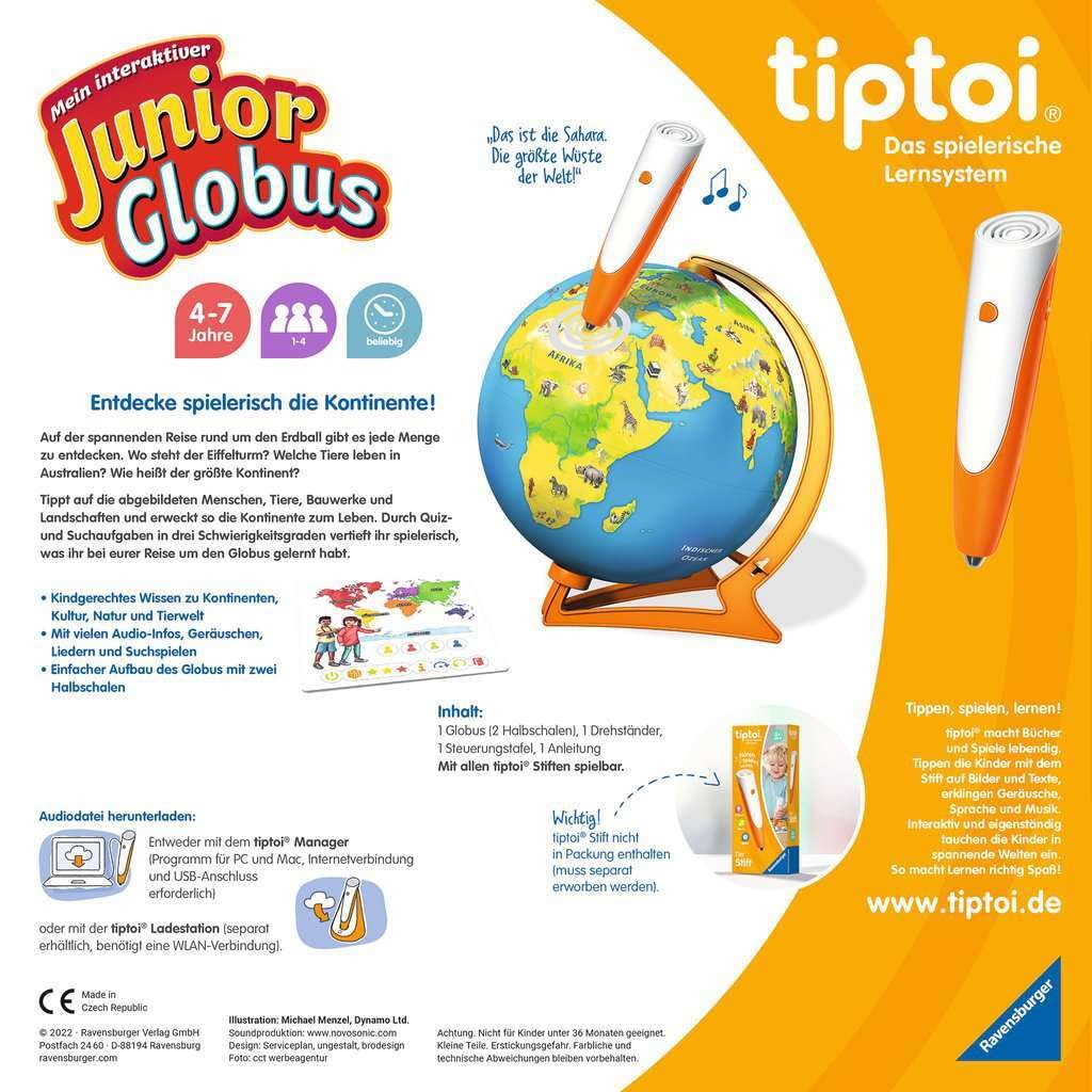 Ravensburger tiptoi 00115 - My Interactive Junior Globe: Juguetes para niños a Partir de 4 años