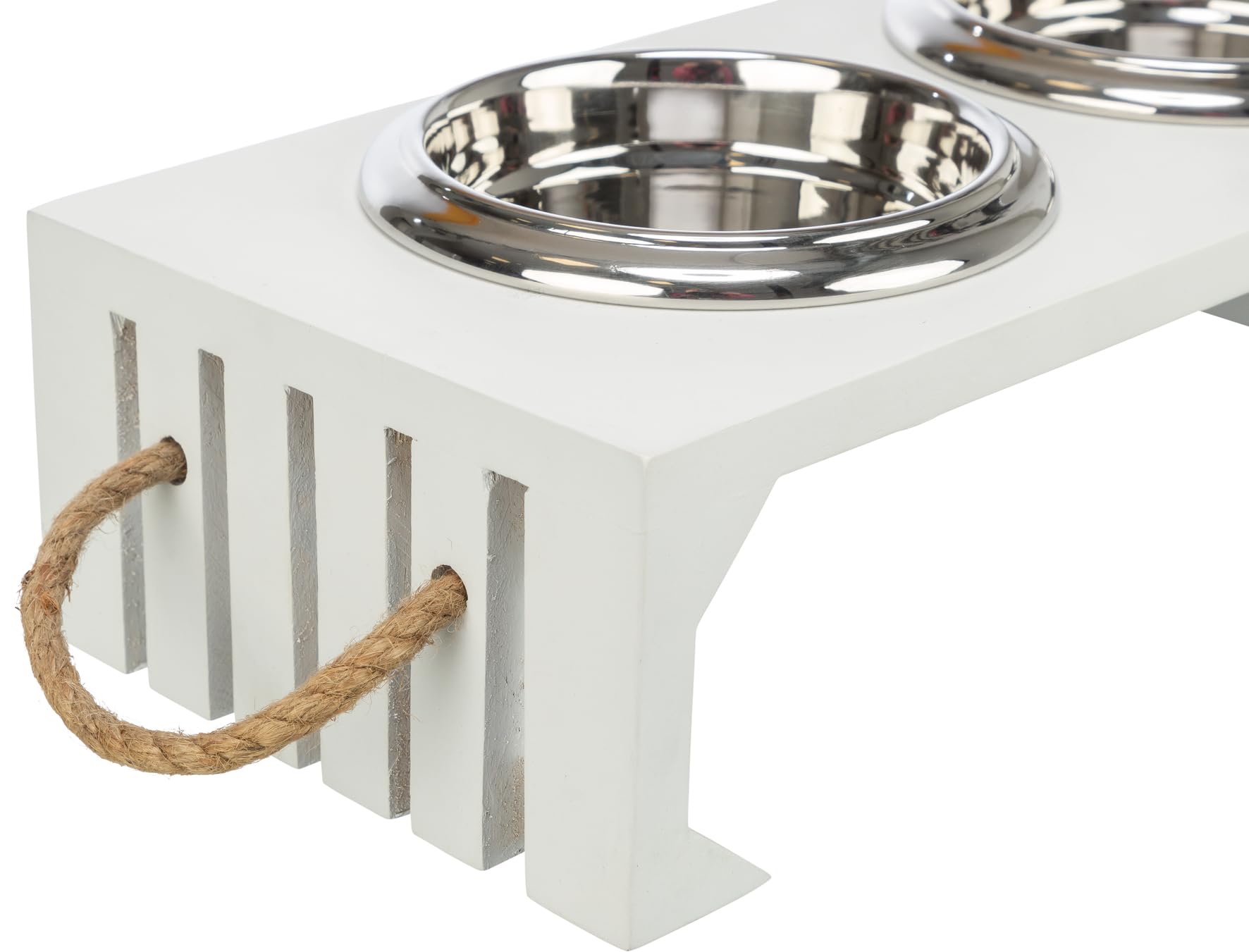 TRIXIE Hundenapf-Set erhöht, MDF & Edelstahl – 900 ml, ø 17 cm, weiß | Erhöhter Fressnapf für große Hunde – ermöglicht rückenschonendes Fressen, robust und spülmaschinenfest – Be Nordic