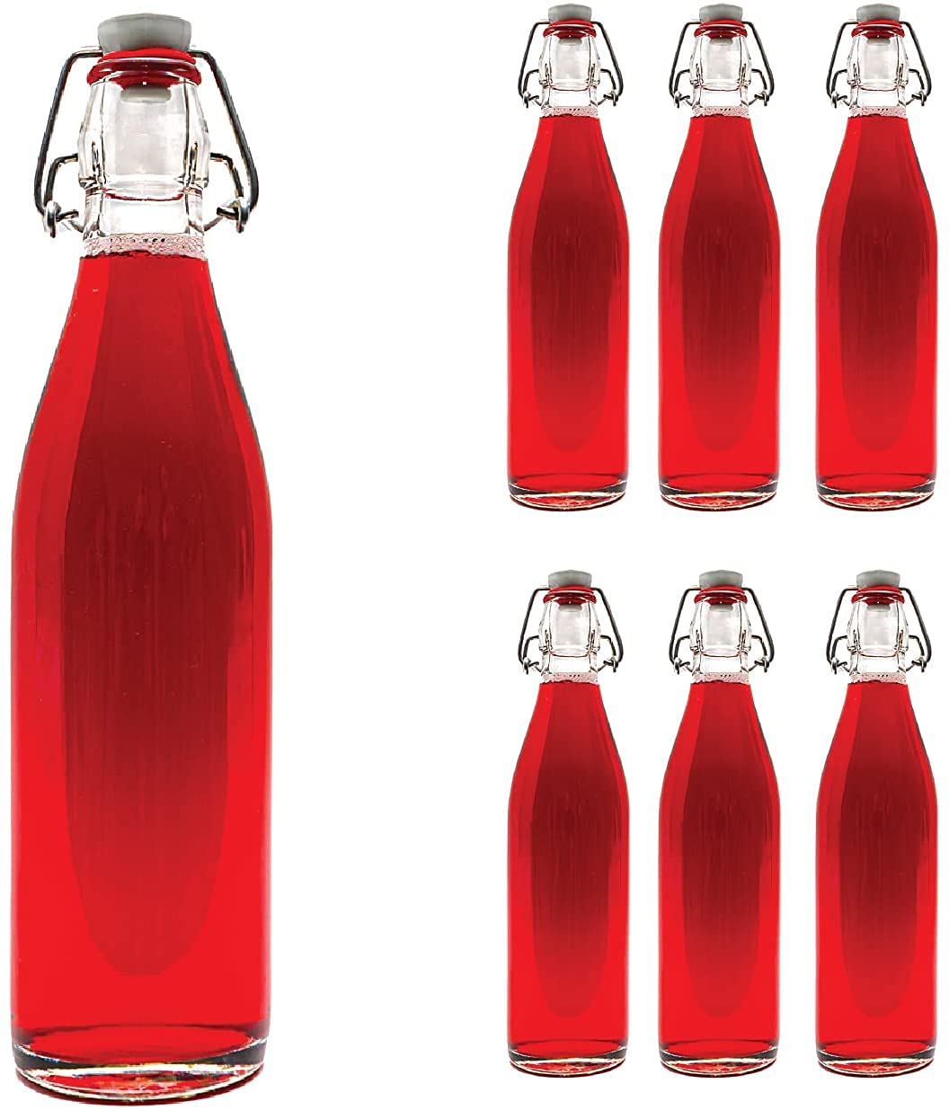 casavetro Clear Swing Top Empty Glass Bottles 1 Liter Reusable