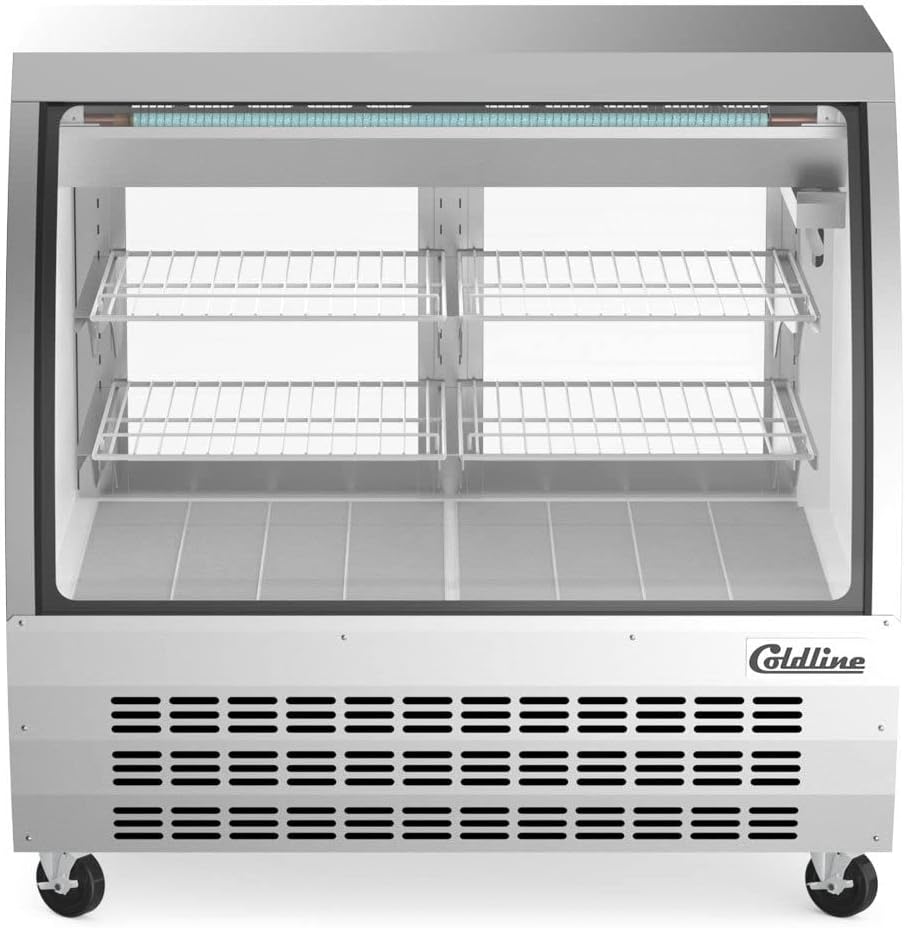 Coldline DC48-SS 48" Refrigerated Curved Glass Deli Meat Display Case, Stainless Steel (For Commercial Use Only)