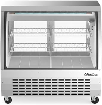 Coldline DC48-SS 48 Refrigerated Curved Glass Deli Meat Display Case, Stainless Steel (For Commercial Use Only)