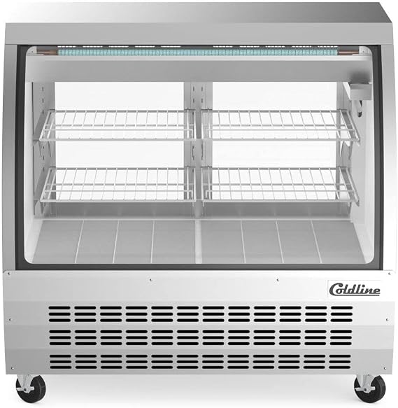 Coldline DC48-SS 48 Refrigerated Curved Glass Deli Meat Display Case, Stainless Steel (For Commercial Use Only)