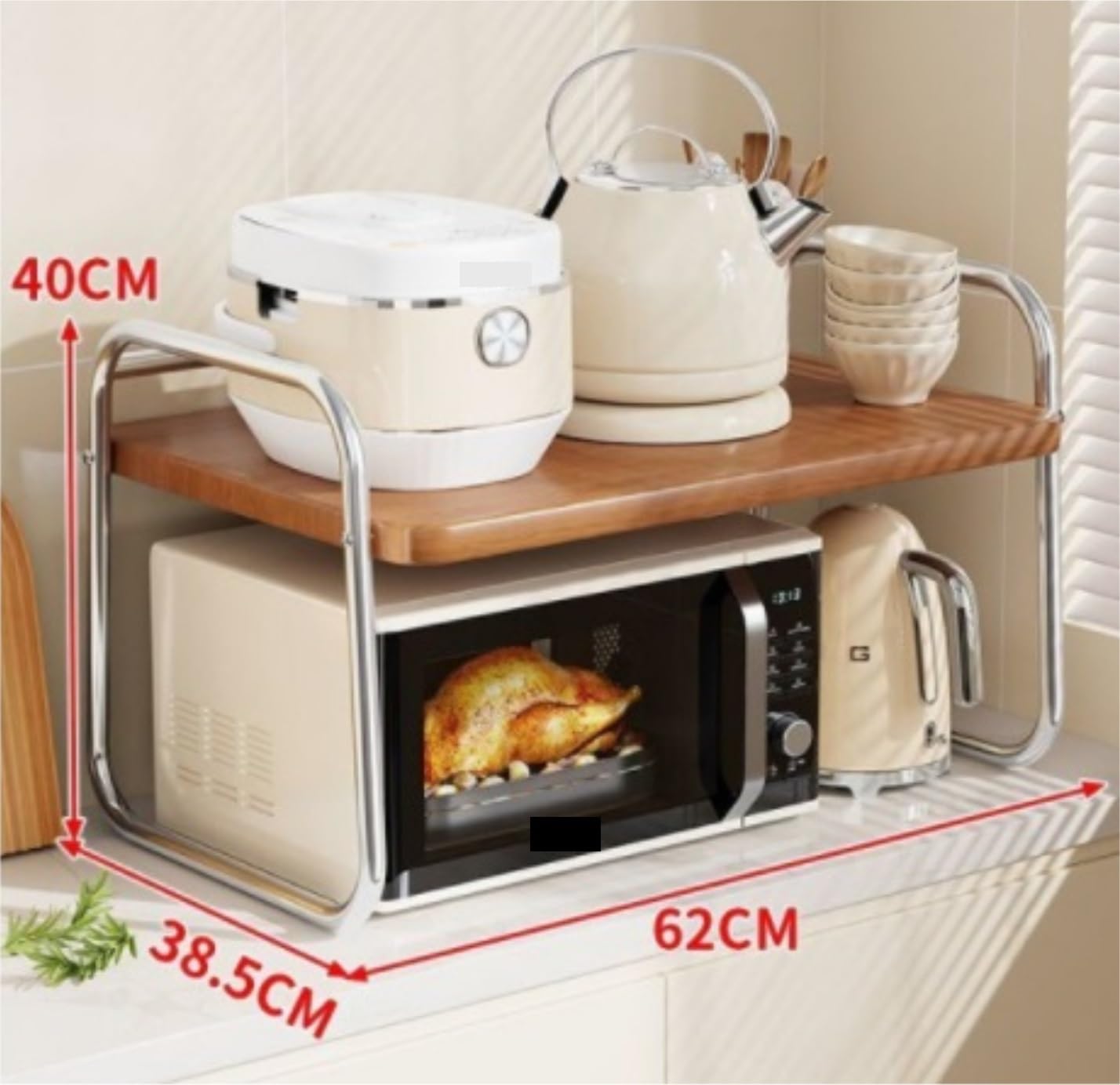 LYGXWJFC Kitchen Baker's Rack - Kompaktowy stojak na kuchenkę mikrofalową 52 cm i półka do przechowywania urządzenia do gotowania ryżu, stylowe meble stołowe, oszczędzają miejsce