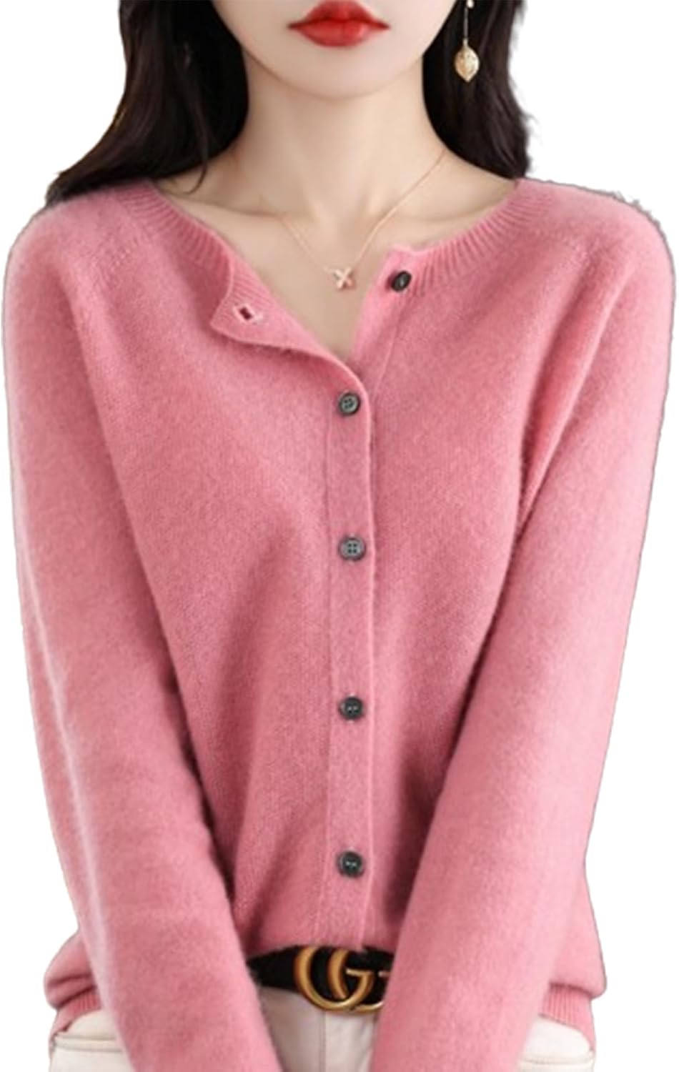 Cashmere Cardigans for Women, Cashmere Button Front Long Sleeve Cardigan Soft Warm Knit Elastic Jumpers