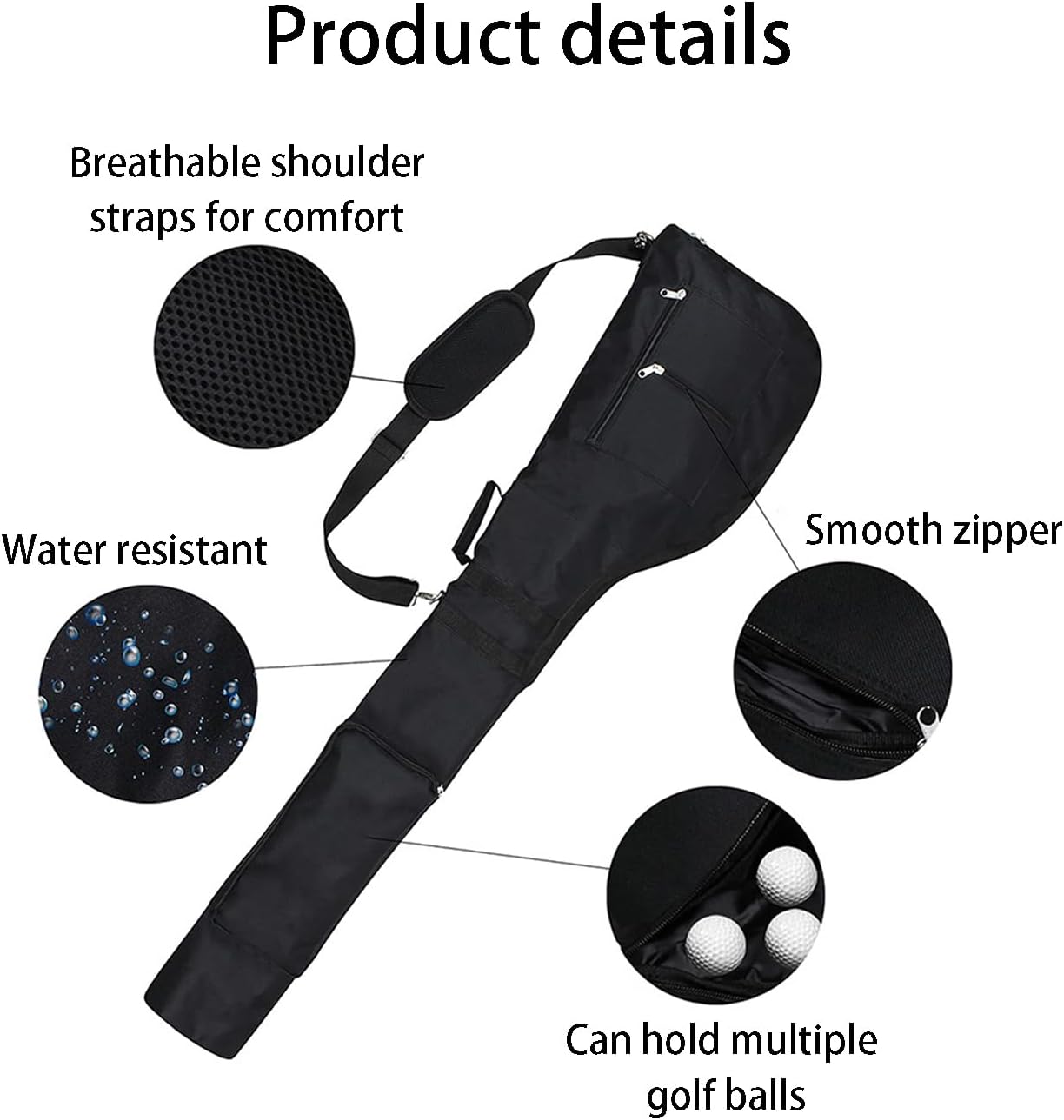 Golf Cart Bag Lightweight Golf Bag Golf Carry Bag Carry 6-7 Clubs with 3 Side Bag for Golf Course Travel