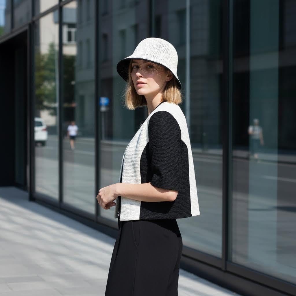 Women’s Two-Toned Sun Hat Straw Bucket Hat UPF 50+ Sun Protection Packable Adjustable Summer Holiday Beach Hat image 5