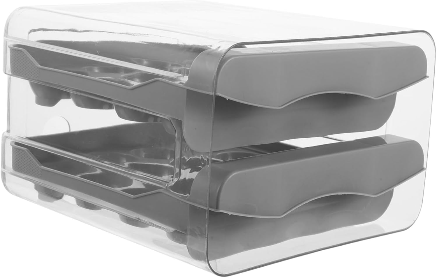 Luxshiny Kitchen Drawer Double Layer Storage Box with Lid Transparent Refrigerator Holder Versatile for Fridge and Countertop Use