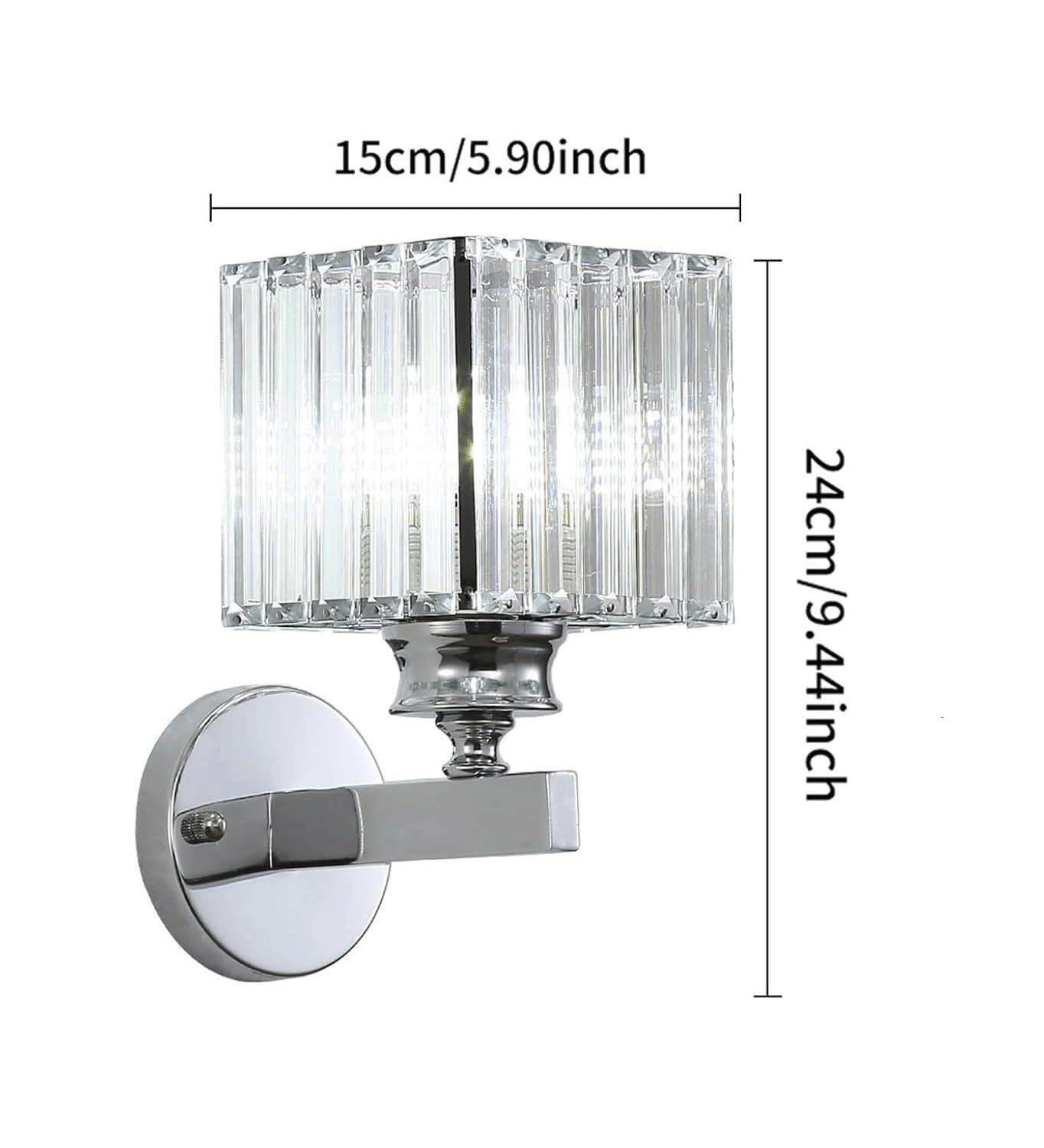 Set di 2 lampade da parete senza fili a batteria, dimmerabili, in cristallo, ricaricabili, per bagno e camera da letto