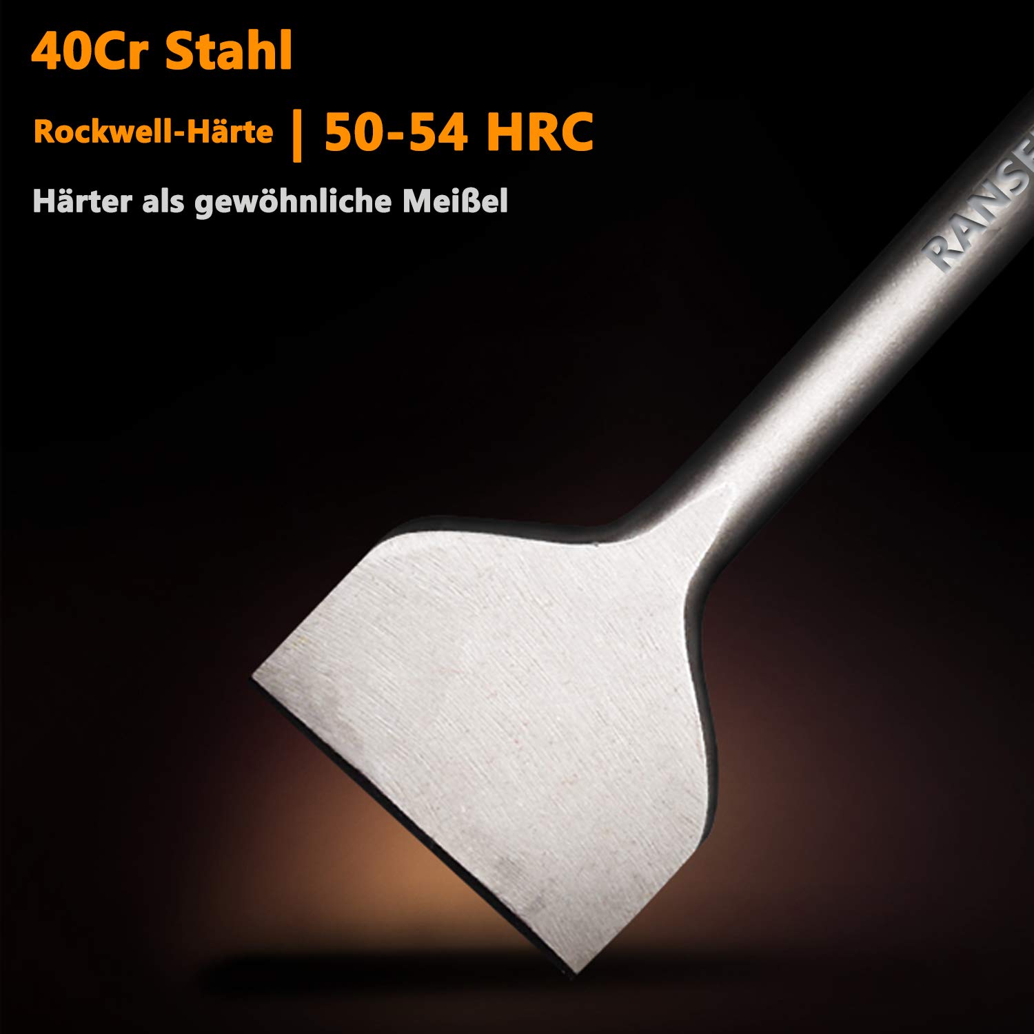 SDS-Max Fliesenmeißel 2er Set, Breiter Spatmeißel 300 x 75mm, Aus supergehärtetem Stahl
