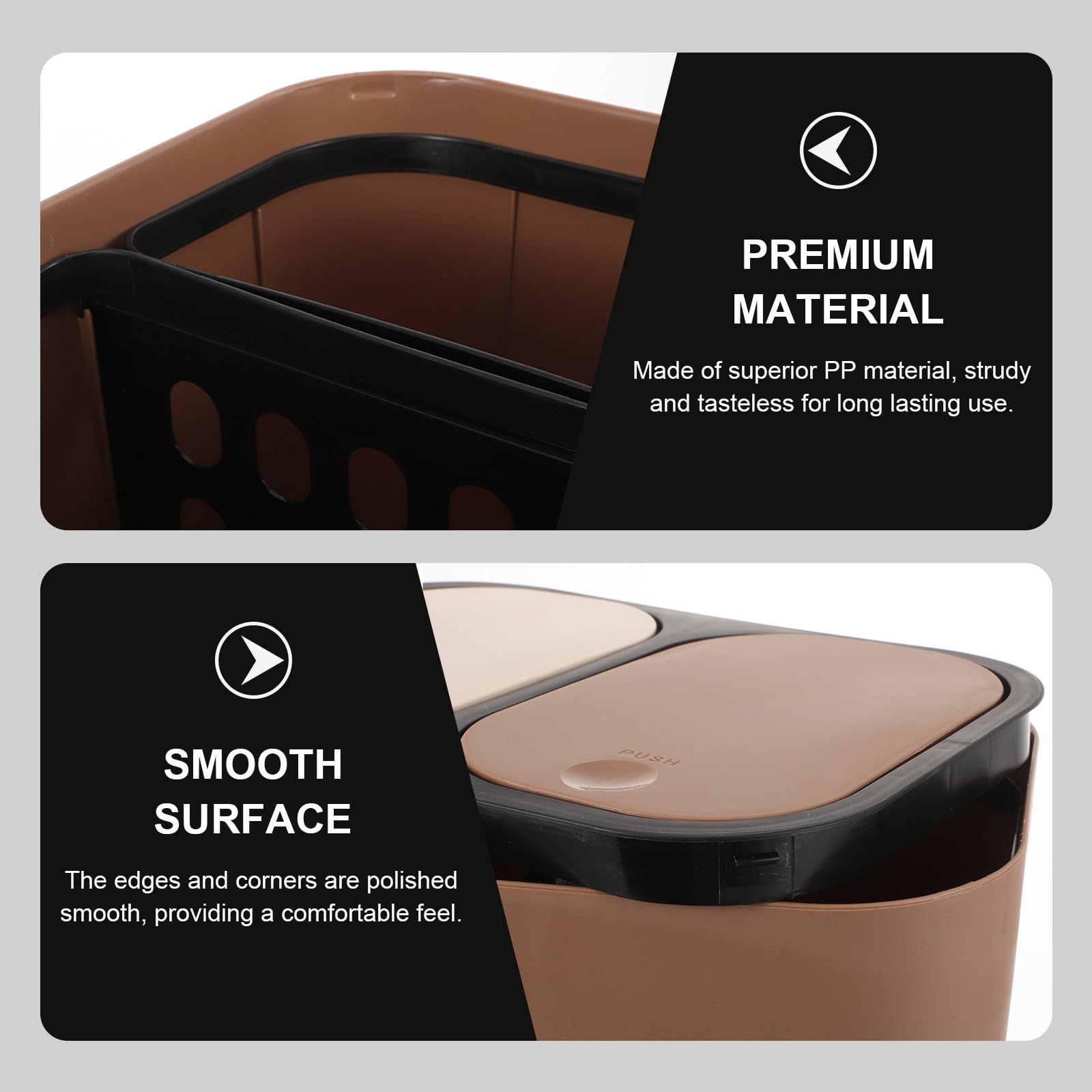 Pattumiera Due Scomparti in Plastico per Casa, Doppio Strato Grandi Aperture per Rifiuti, Design Semplice e Funzionale per Camera da Letto