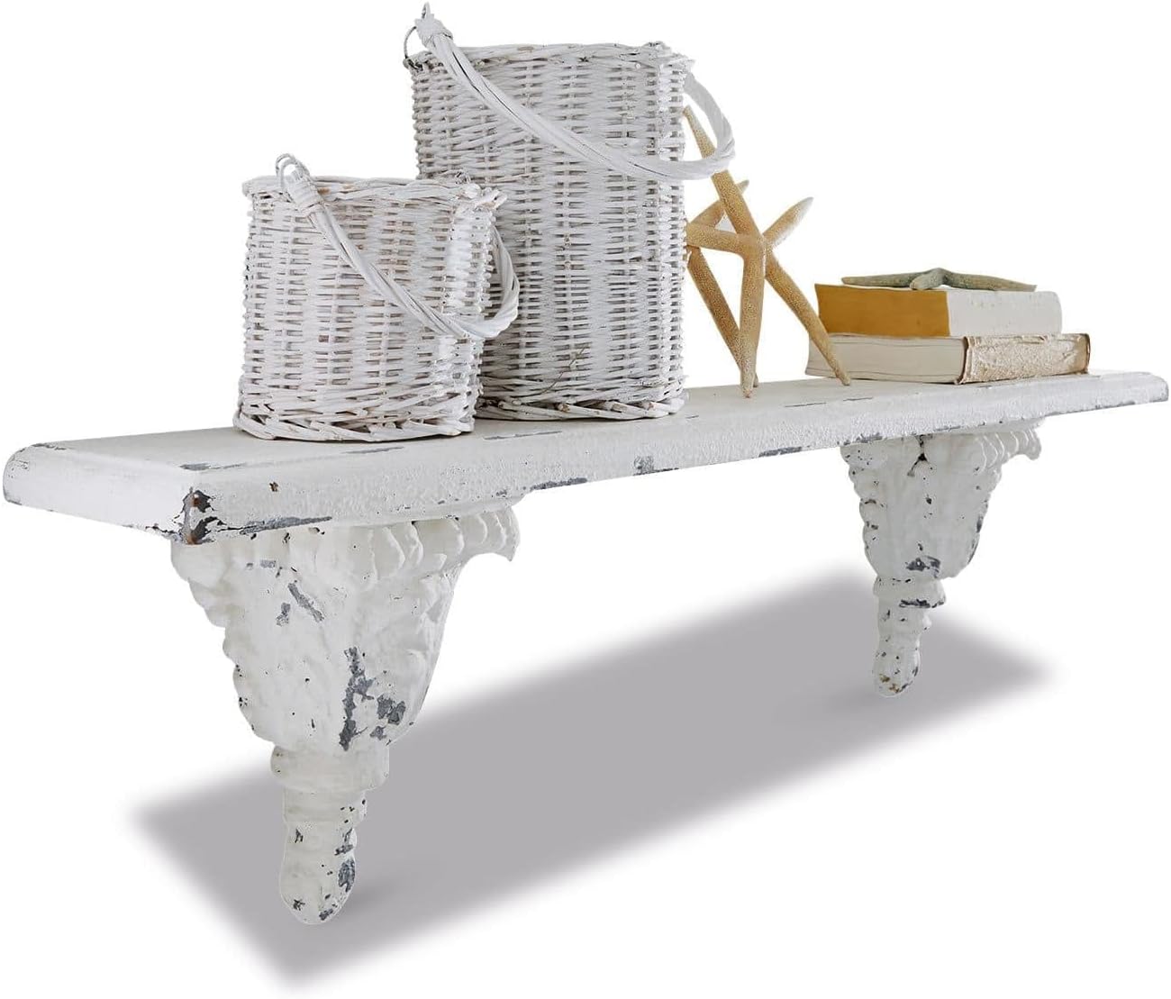 Orologio Da Parete Gervase Loberon - Design Shabby Chic Con Finitura Bianco Antico (10,5 Cm) - Foto 11