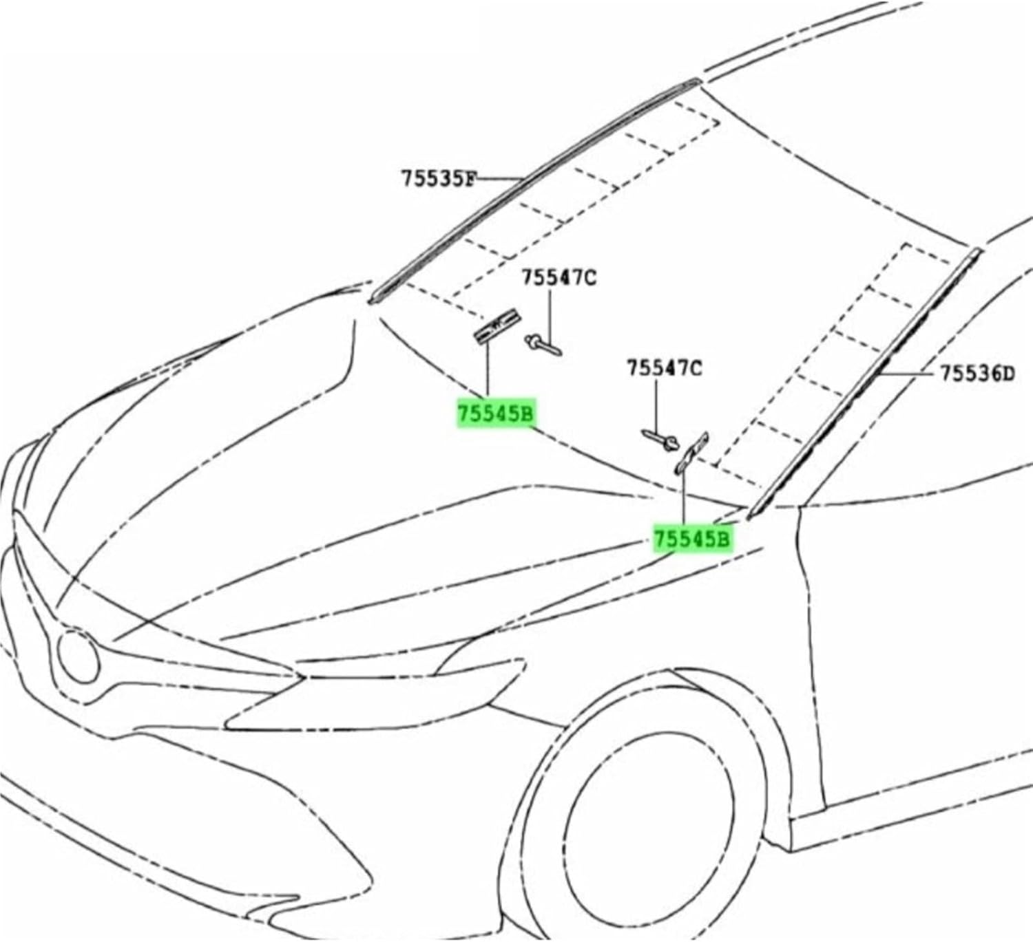 20PCS OE 75545-53011 75545-30170 75562-30070 75548-60021 Windshield Molding Clip Is Suitable(75548-60021 20PCS)