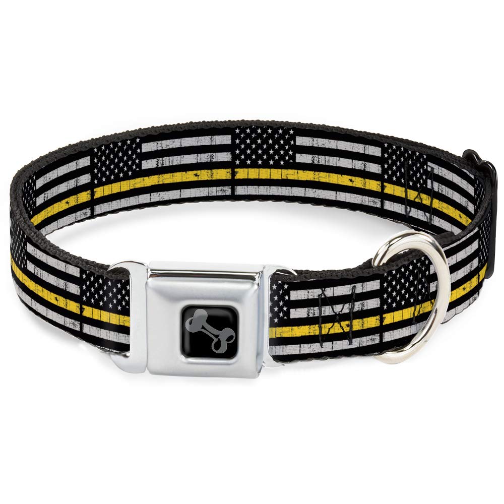 Collier pour chien avec boucle de ceinture de sécurité Buckle-Down ligne jaune vieilli