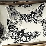 Lunoroey Black White Skull Bedding Quilt Cover 3D Digital Printing Death Skull Flower Moth Soft Easy Care Microfiber Bedding 3pc Duvet Cover Sets King Size - Image 3