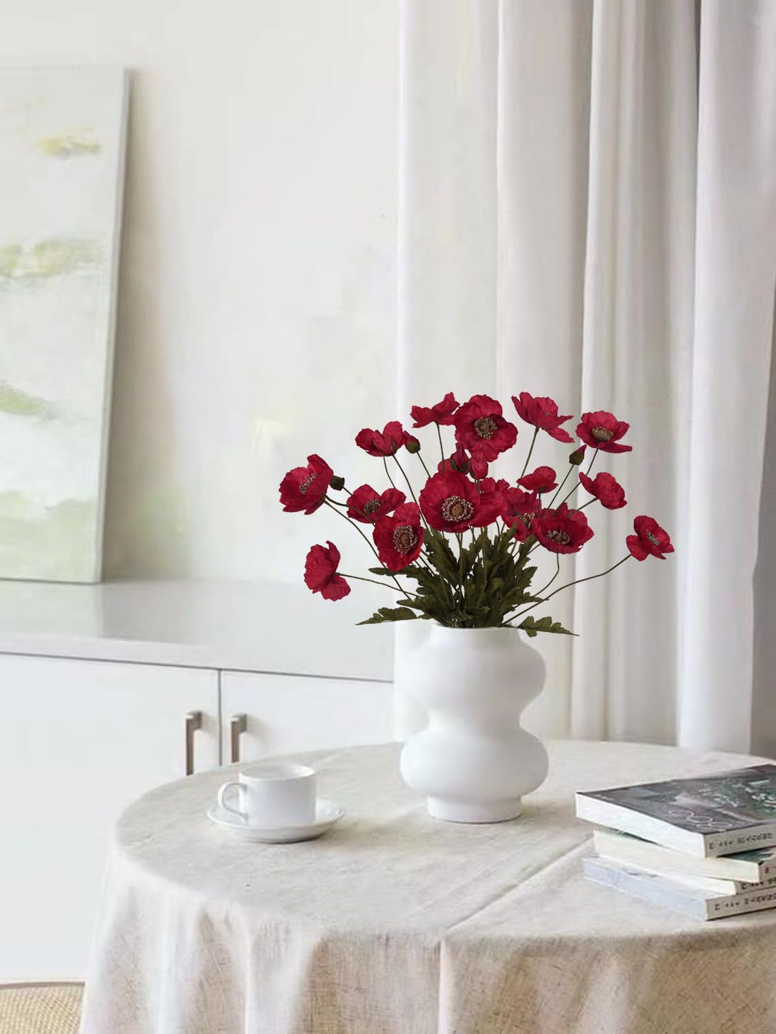 IPOPU Red Poppy Flowers 6pcs Artificial Poppies Faux Vintage Silk Flower Arrangements for Wedding Centerpieces, Home Table, Bridal Shower Party Decorations - Image 7