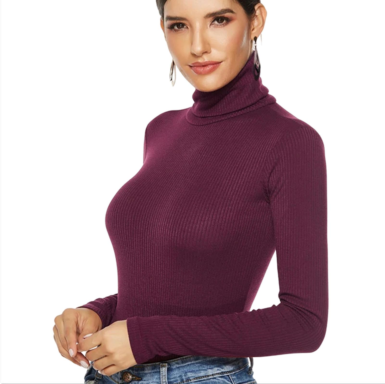 MdybF Maglione Donna Donne Del Body Salta Le Tute Per Telaio A Maniche Lunghe Per La Manica Lunga