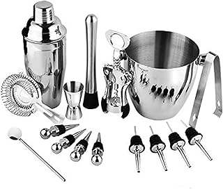 16 Pcs Stainless Steel Barware Set Bartender Kit Includes Shaker Rack Spoon Pourer Straw Shaker Ice Tong Cocktail Shaker