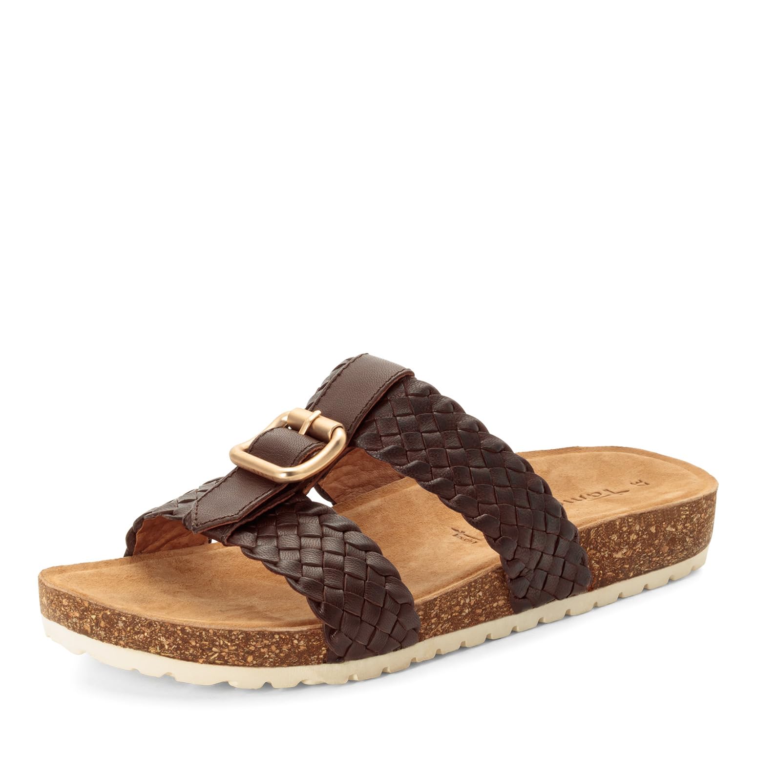 Tamaris Women's footbed mule leather flat brown 7.5 UK
