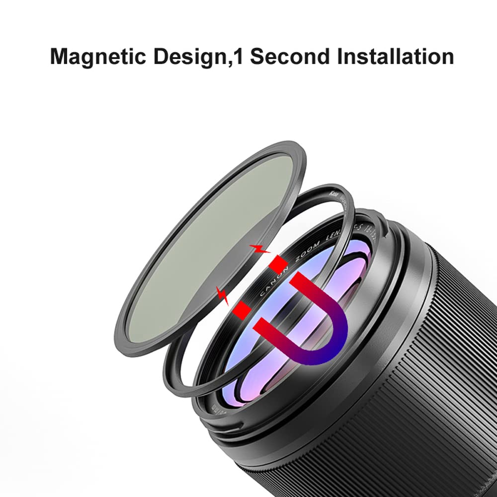 Kase Wolverine Magnetischer CPL-Filter mit 95 mm Objektiv-Adapterring für Kameraobjektiv, stoßfestes, gehärtetes optisches Glas und HD-mehrfach beschichteter runder Polarisationsfilter
