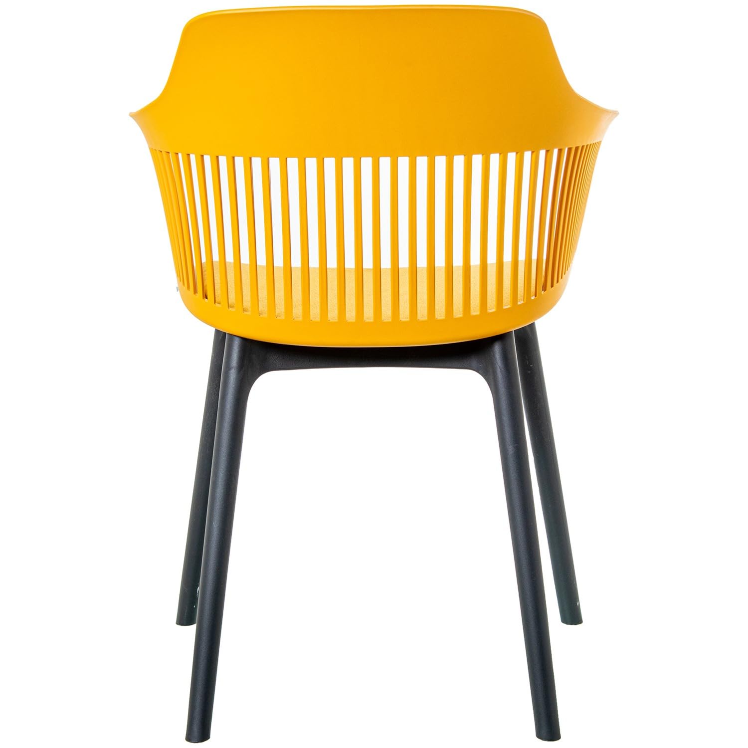 DRW Lot de 4 chaises en polypropylène avec Coussin en PU Jaune et Noir 54 x 58 x 83 cm, PP, Medidas: 54x58x83 cm