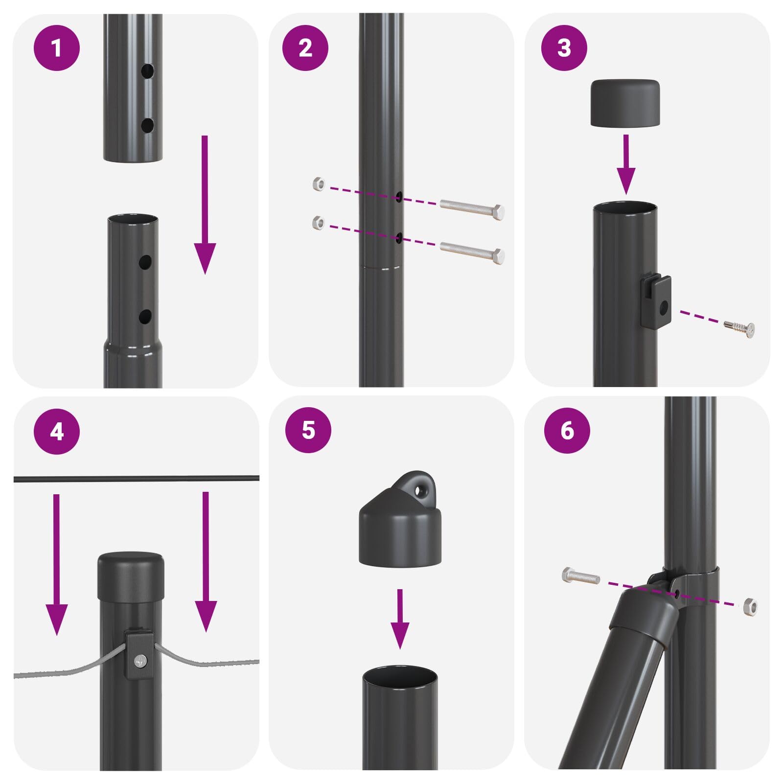 Juego de 52 postes para valla de hormigón gris, 3,2 x 3,2 x 68,5 cm, ideales para vallas al aire libre, resistentes a la intemperie y de larga duración, perfectos para jardín y límites de propiedad